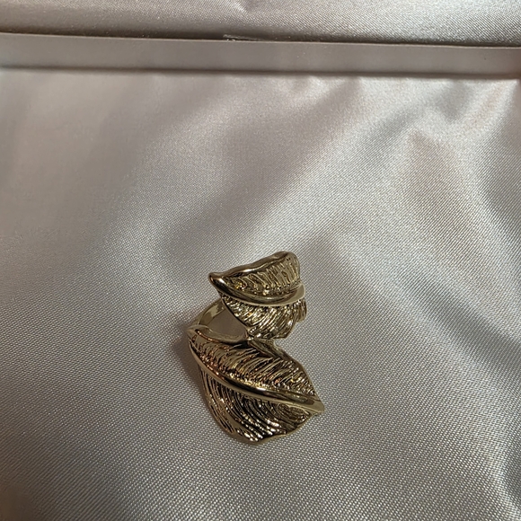 Gold-Tone Sculptural Wide Band Ring - Women's Fashion Jewelry - Picture 3 of 4